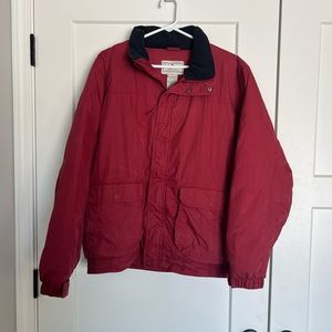 L.L. Bean Red Fleece Lined Coat Men’s Medium- vintage